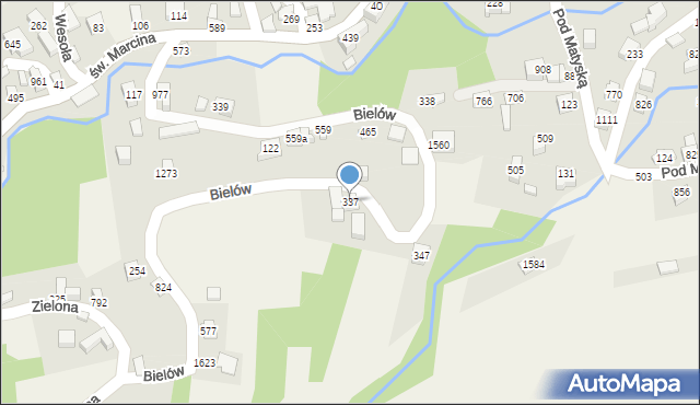 Radziechowy, Bielów, 337, mapa Radziechowy