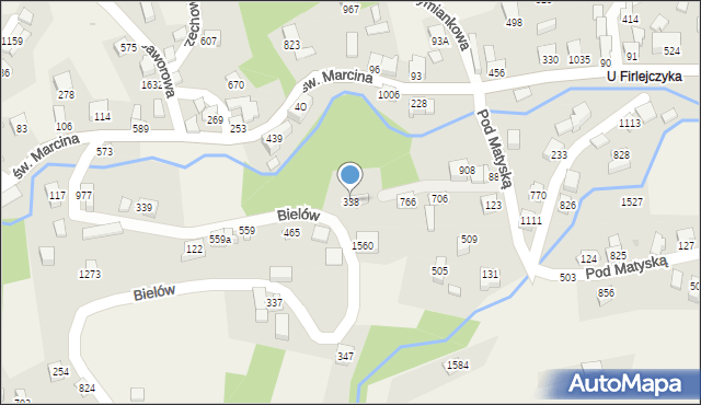 Radziechowy, Bielów, 338, mapa Radziechowy