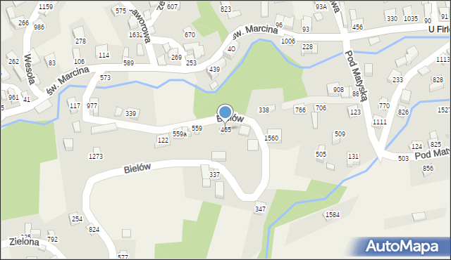 Radziechowy, Bielów, 465, mapa Radziechowy