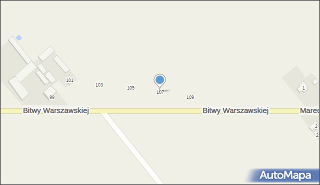 Roszczep, Bitwy Warszawskiej, 107, mapa Roszczep