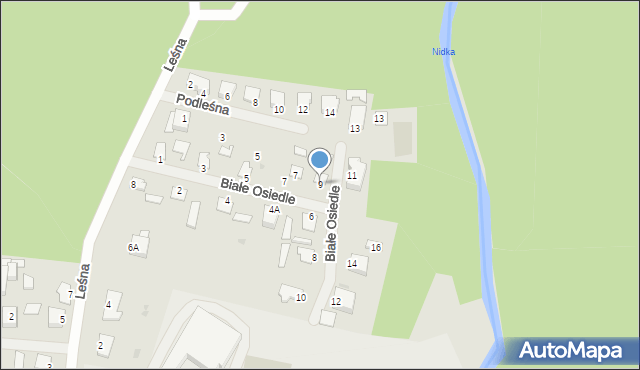 Ruciane-Nida, Białe Osiedle, 9, mapa Ruciane-Nida