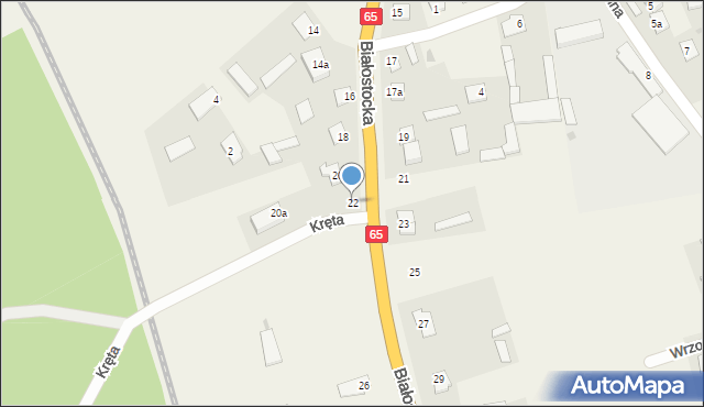 Ruda, Białostocka, 22, mapa Ruda