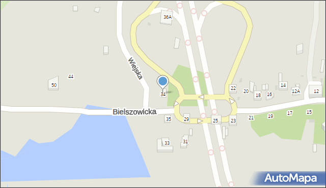 Ruda Śląska, Bielszowicka, 34, mapa Rudy Śląskiej