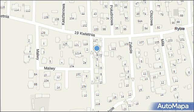 Rybie, Białobrzeska, 4, mapa Rybie