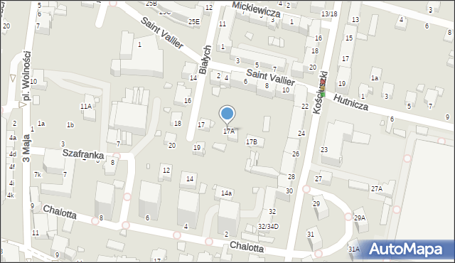 Rybnik, Białych Jadwigi i Feliksa, 17A, mapa Rybnika