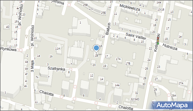 Rybnik, Białych Jadwigi i Feliksa, 18, mapa Rybnika