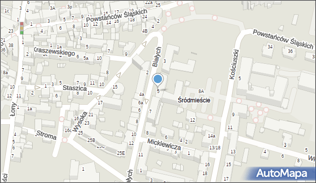 Rybnik, Białych Jadwigi i Feliksa, 5, mapa Rybnika