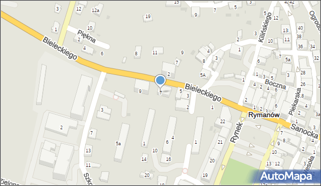 Rymanów, Bieleckiego, dr., 7, mapa Rymanów