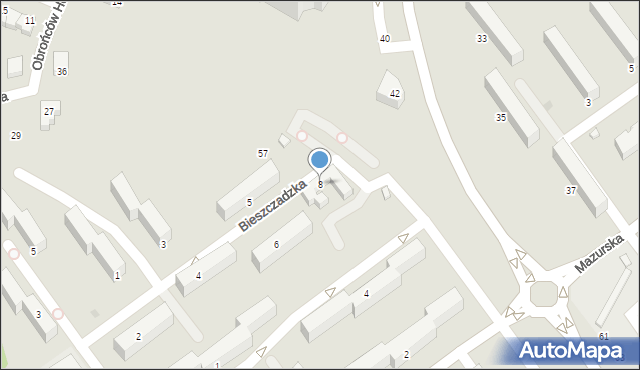 Siedlce, Bieszczadzka, 8, mapa Siedlce