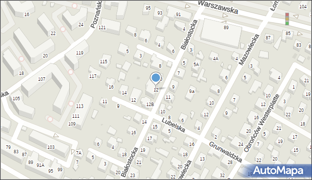 Siedlce, Białostocka, 12, mapa Siedlce