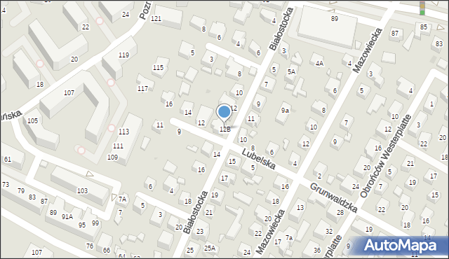 Siedlce, Białostocka, 12B, mapa Siedlce