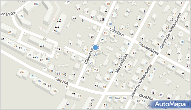 Siedlce, Białostocka, 21, mapa Siedlce
