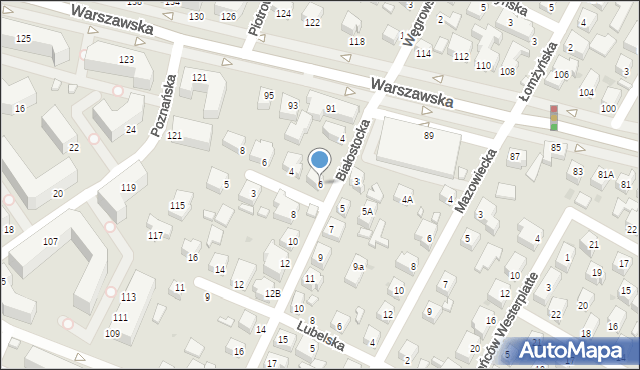 Siedlce, Białostocka, 6, mapa Siedlce