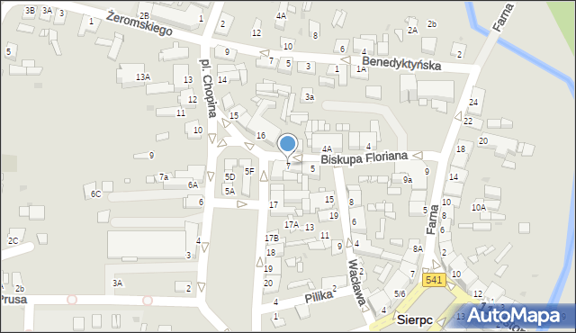 Sierpc, Biskupa Floriana, 7, mapa Sierpc
