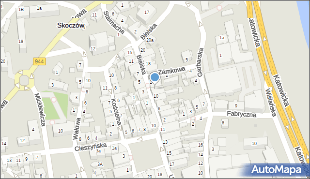 Skoczów, Bielska, 12, mapa Skoczów