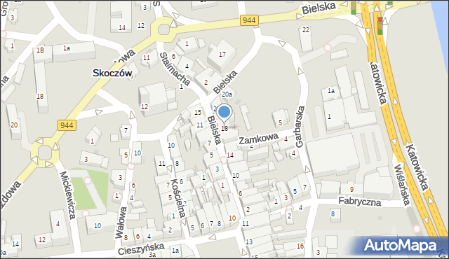 Skoczów, Bielska, 18, mapa Skoczów