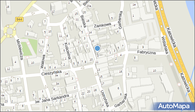 Skoczów, Bielska, 2, mapa Skoczów