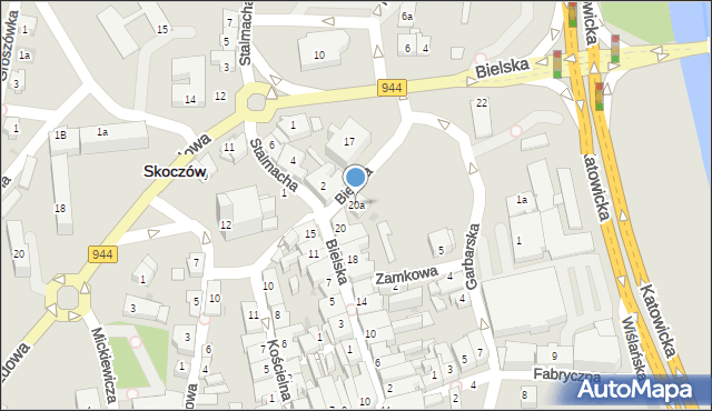 Skoczów, Bielska, 20a, mapa Skoczów