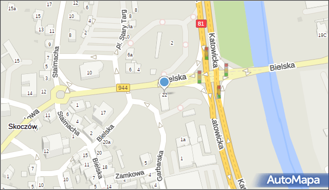Skoczów, Bielska, 22, mapa Skoczów