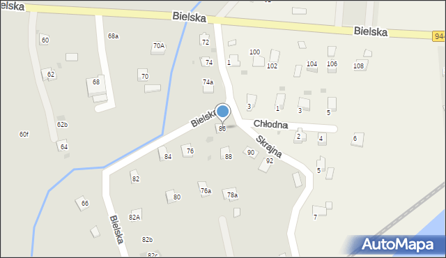 Skoczów, Bielska, 86, mapa Skoczów