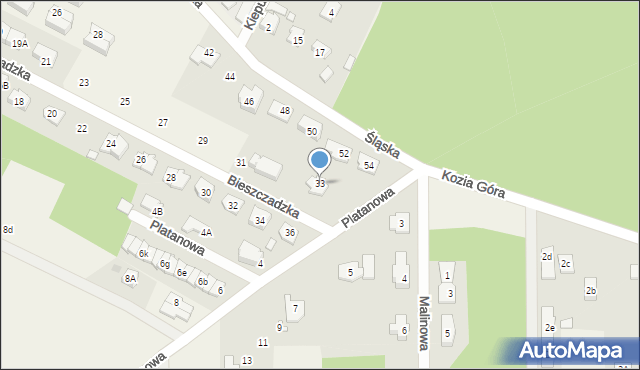 Słupno, Bieszczadzka, 33, mapa Słupno