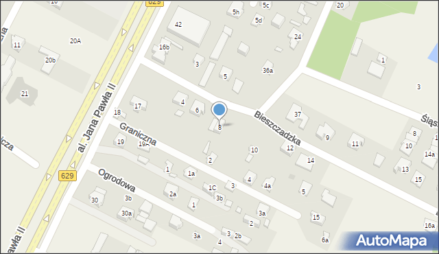 Słupno, Bieszczadzka, 8, mapa Słupno