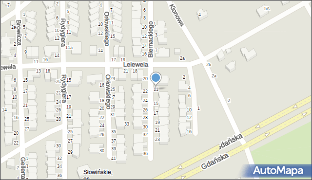 Słupsk, Biernackiego Edmunda, dr., 11, mapa Słupska