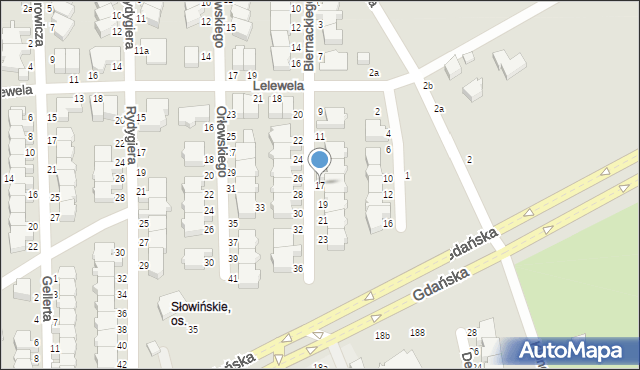 Słupsk, Biernackiego Edmunda, dr., 17, mapa Słupska