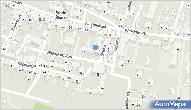 Środa Śląska, Białoskórnicza, 2a, mapa Środa Śląska