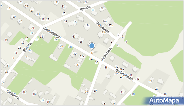 Stężyca, Bielińskiego Edwarda, ks. prał., 37, mapa Stężyca