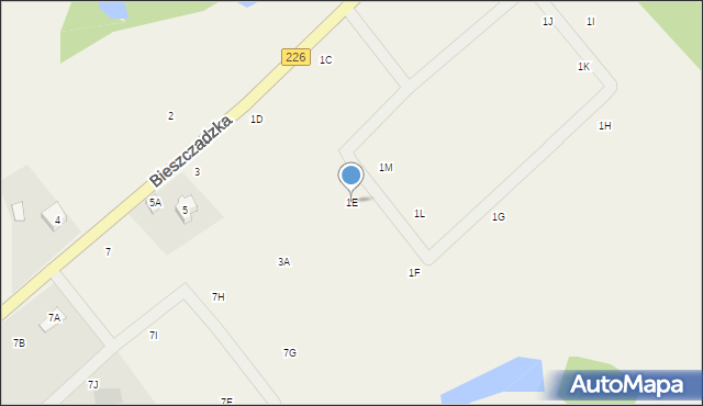 Sucha Huta, Bieszczadzka, 1E, mapa Sucha Huta