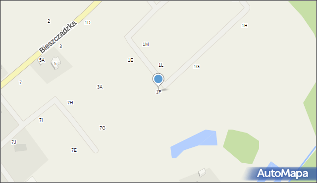 Sucha Huta, Bieszczadzka, 1F, mapa Sucha Huta