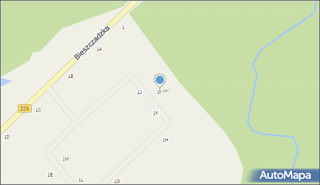 Sucha Huta, Bieszczadzka, 1I, mapa Sucha Huta