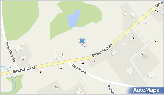 Sucha Huta, Bieszczadzka, 6, mapa Sucha Huta