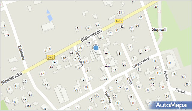 Supraśl, Białostocka, 22a, mapa Supraśl