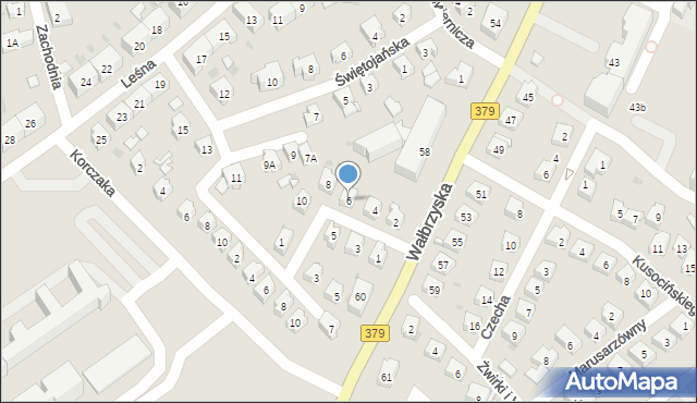 Świdnica, Biberaska, 6, mapa Świdnicy