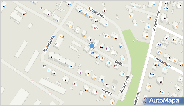 Szczecin, Biała, 20a, mapa Szczecina