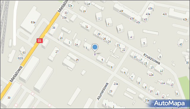 Szczecin, Biała, 4, mapa Szczecina