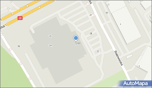 Szczecin, Białowieska, 2, mapa Szczecina