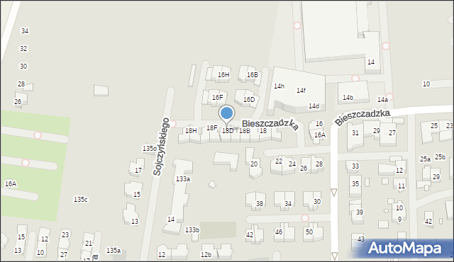 Szczecin, Bieszczadzka, 18D, mapa Szczecina