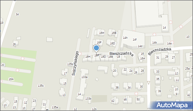 Szczecin, Bieszczadzka, 18F, mapa Szczecina