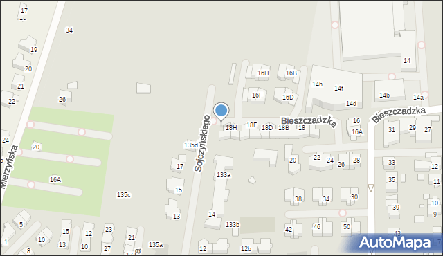 Szczecin, Bieszczadzka, 18I, mapa Szczecina