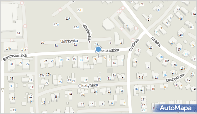 Szczecin, Bieszczadzka, 7, mapa Szczecina
