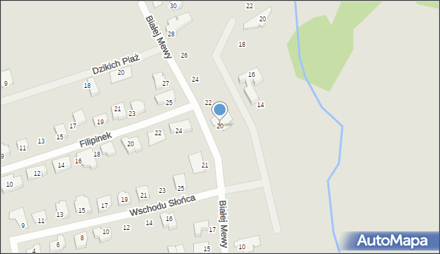Szczecin, Białej Mewy, 20, mapa Szczecina