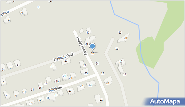 Szczecin, Białej Mewy, 26, mapa Szczecina