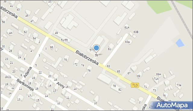 Tomaszów Mazowiecki, Białobrzeska, 59, mapa Tomaszów Mazowiecki