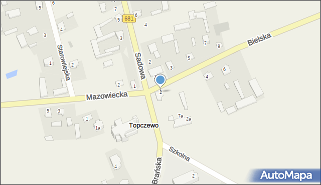 Topczewo, Bielska, 2, mapa Topczewo