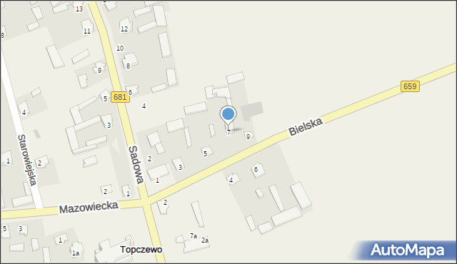 Topczewo, Bielska, 7, mapa Topczewo