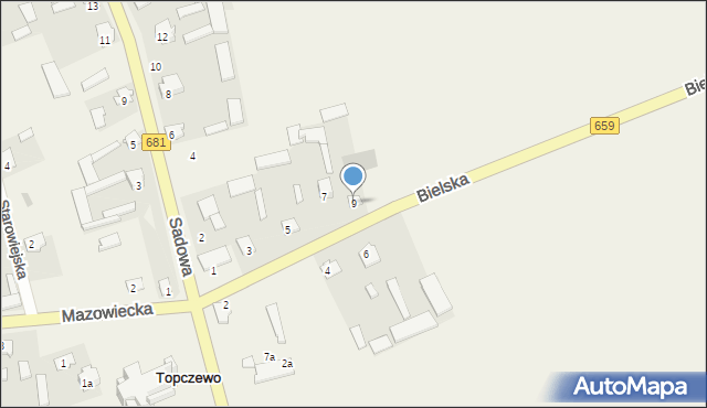 Topczewo, Bielska, 9, mapa Topczewo