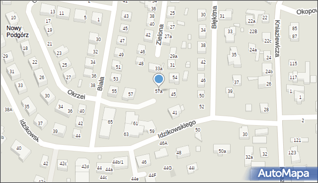 Toruń, Biała, 57a, mapa Torunia